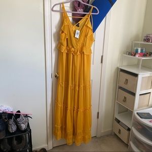 NWT Torrid Mustard Formal Maxi Dress Ruffled